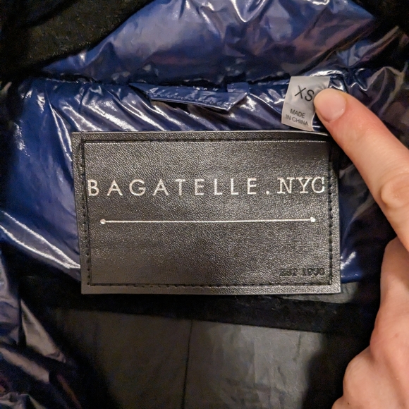 Bagatelle women blue black cropped puffer jacket xs with zip and velcro closure - Picture 5 of 11